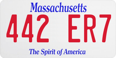 MA license plate 442ER7