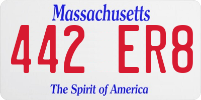 MA license plate 442ER8