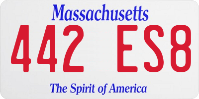 MA license plate 442ES8