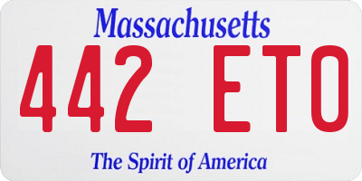 MA license plate 442ET0