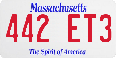 MA license plate 442ET3