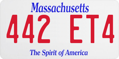 MA license plate 442ET4