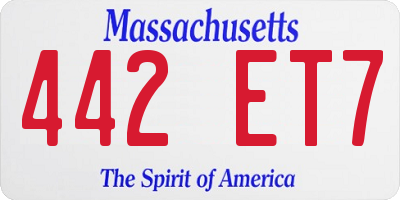 MA license plate 442ET7