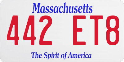 MA license plate 442ET8