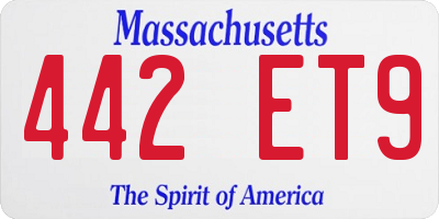 MA license plate 442ET9