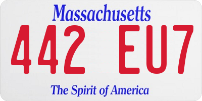 MA license plate 442EU7