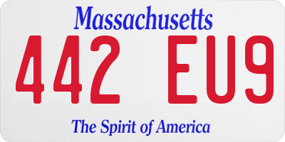 MA license plate 442EU9