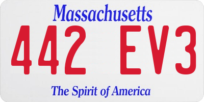 MA license plate 442EV3