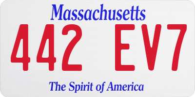 MA license plate 442EV7