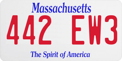 MA license plate 442EW3