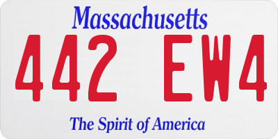 MA license plate 442EW4