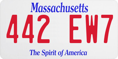 MA license plate 442EW7