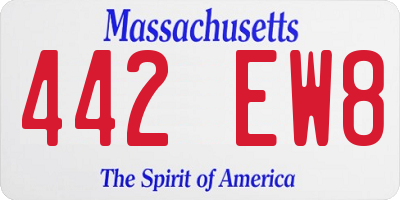 MA license plate 442EW8