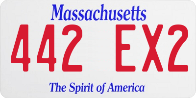 MA license plate 442EX2
