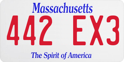 MA license plate 442EX3