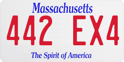 MA license plate 442EX4