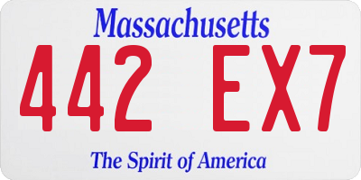MA license plate 442EX7