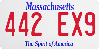 MA license plate 442EX9