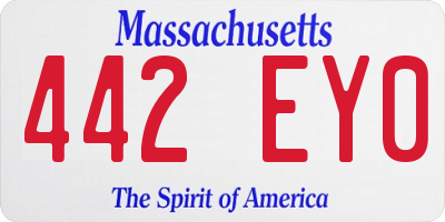 MA license plate 442EY0