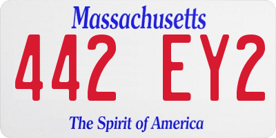 MA license plate 442EY2