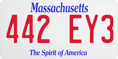 MA license plate 442EY3