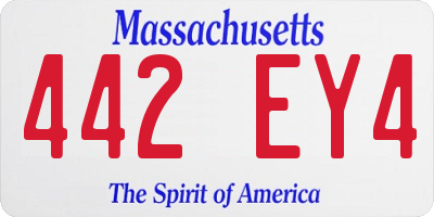 MA license plate 442EY4