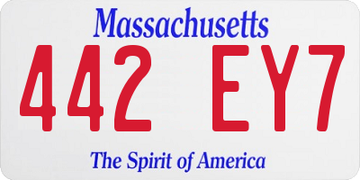 MA license plate 442EY7