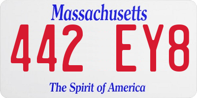 MA license plate 442EY8