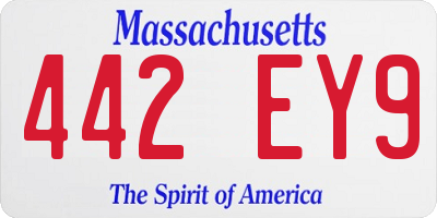 MA license plate 442EY9