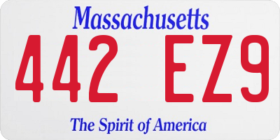 MA license plate 442EZ9