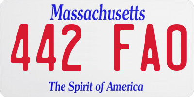 MA license plate 442FA0