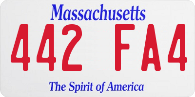 MA license plate 442FA4