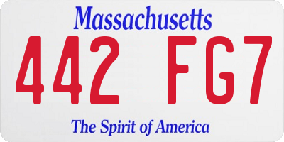 MA license plate 442FG7