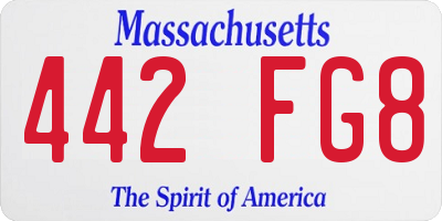 MA license plate 442FG8