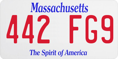 MA license plate 442FG9