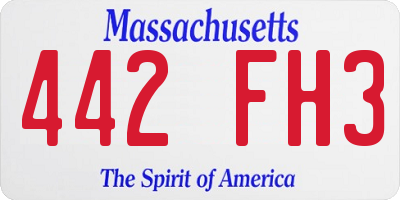 MA license plate 442FH3