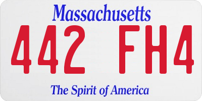 MA license plate 442FH4