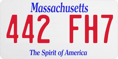 MA license plate 442FH7