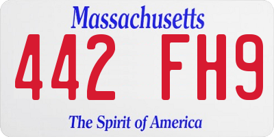 MA license plate 442FH9