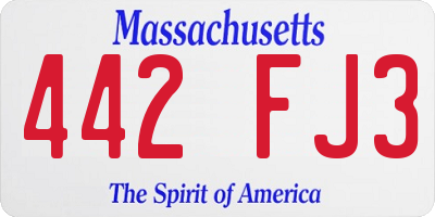 MA license plate 442FJ3