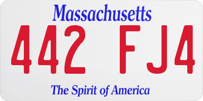 MA license plate 442FJ4