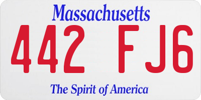 MA license plate 442FJ6