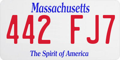 MA license plate 442FJ7