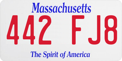 MA license plate 442FJ8