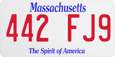 MA license plate 442FJ9
