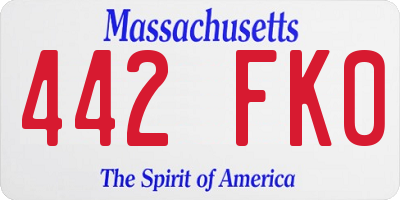 MA license plate 442FK0