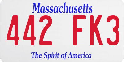 MA license plate 442FK3