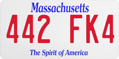 MA license plate 442FK4
