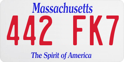 MA license plate 442FK7