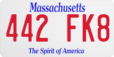 MA license plate 442FK8